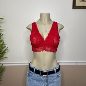Victoria's Secret Dream Angels Red Lace Plunge Bralette Bra